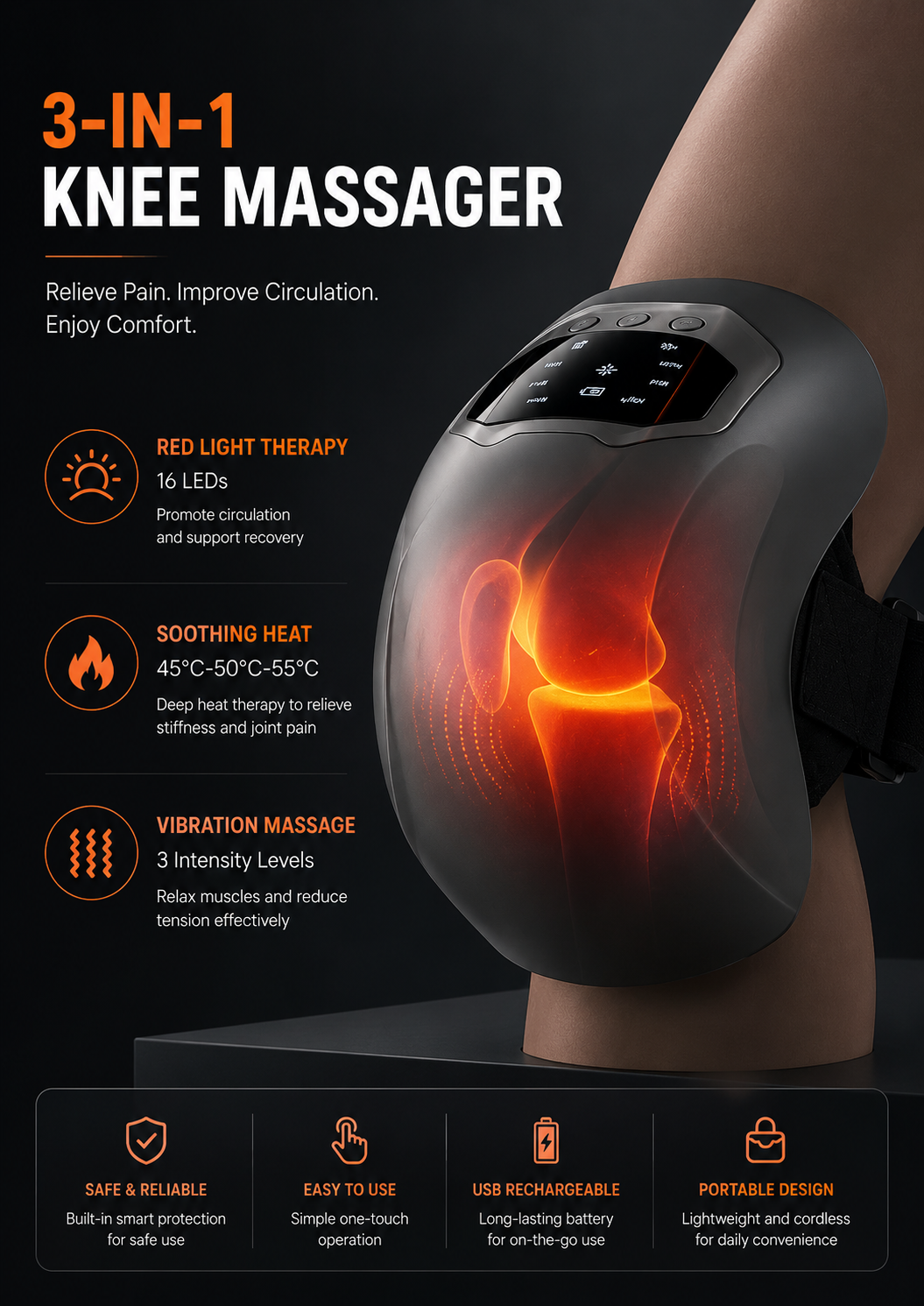 Heated Knee Massager with Vibration
